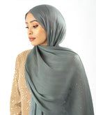 Stone Shimmering Silk Chiffon hijab Kabayare