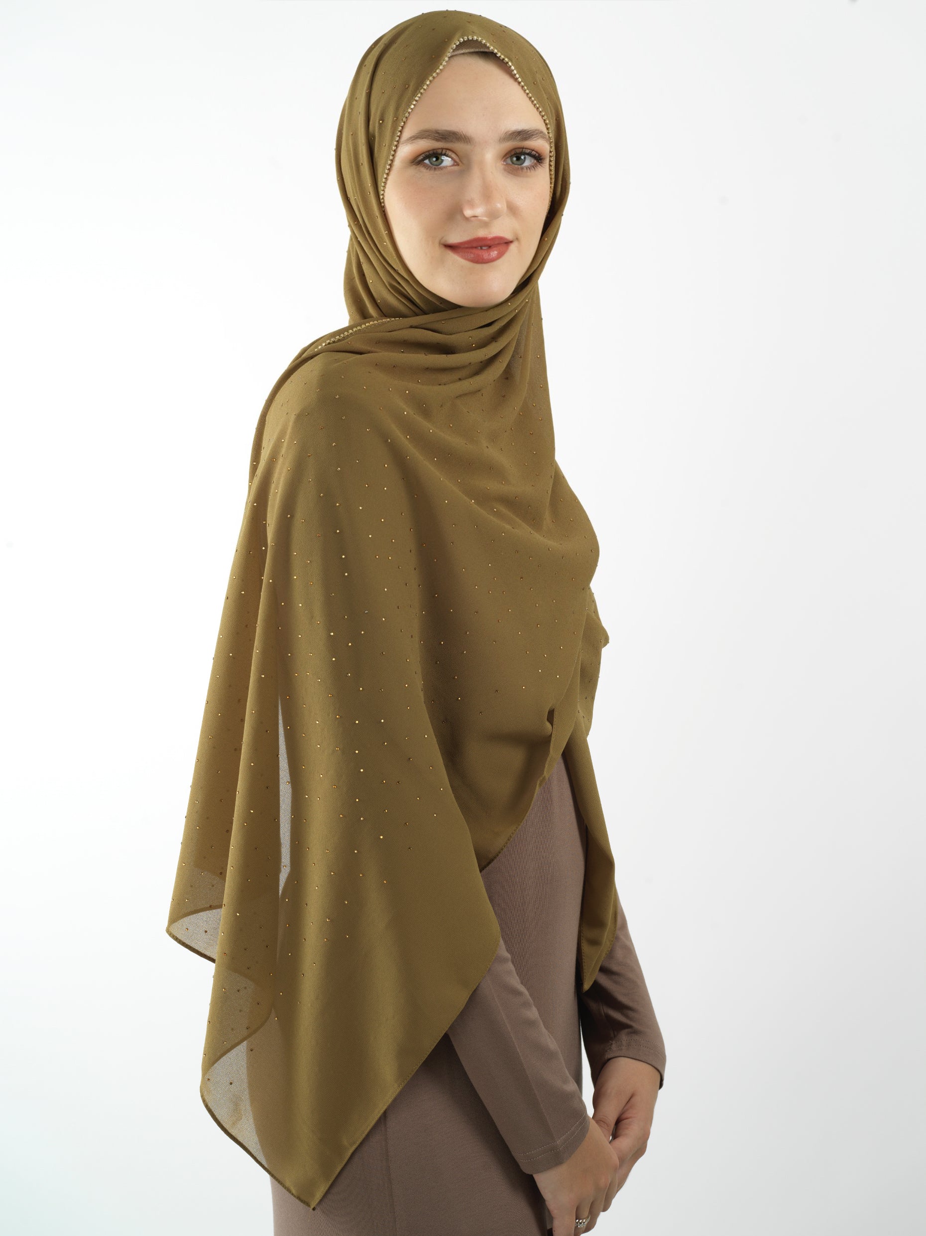 Tuscany green Glamour chiffon hijab Kabayare