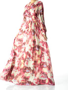 watercolor dreamy floral modest maxi dress Kabayare