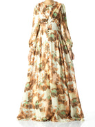 watercolor dreamy floral modest maxi dress Kabayare