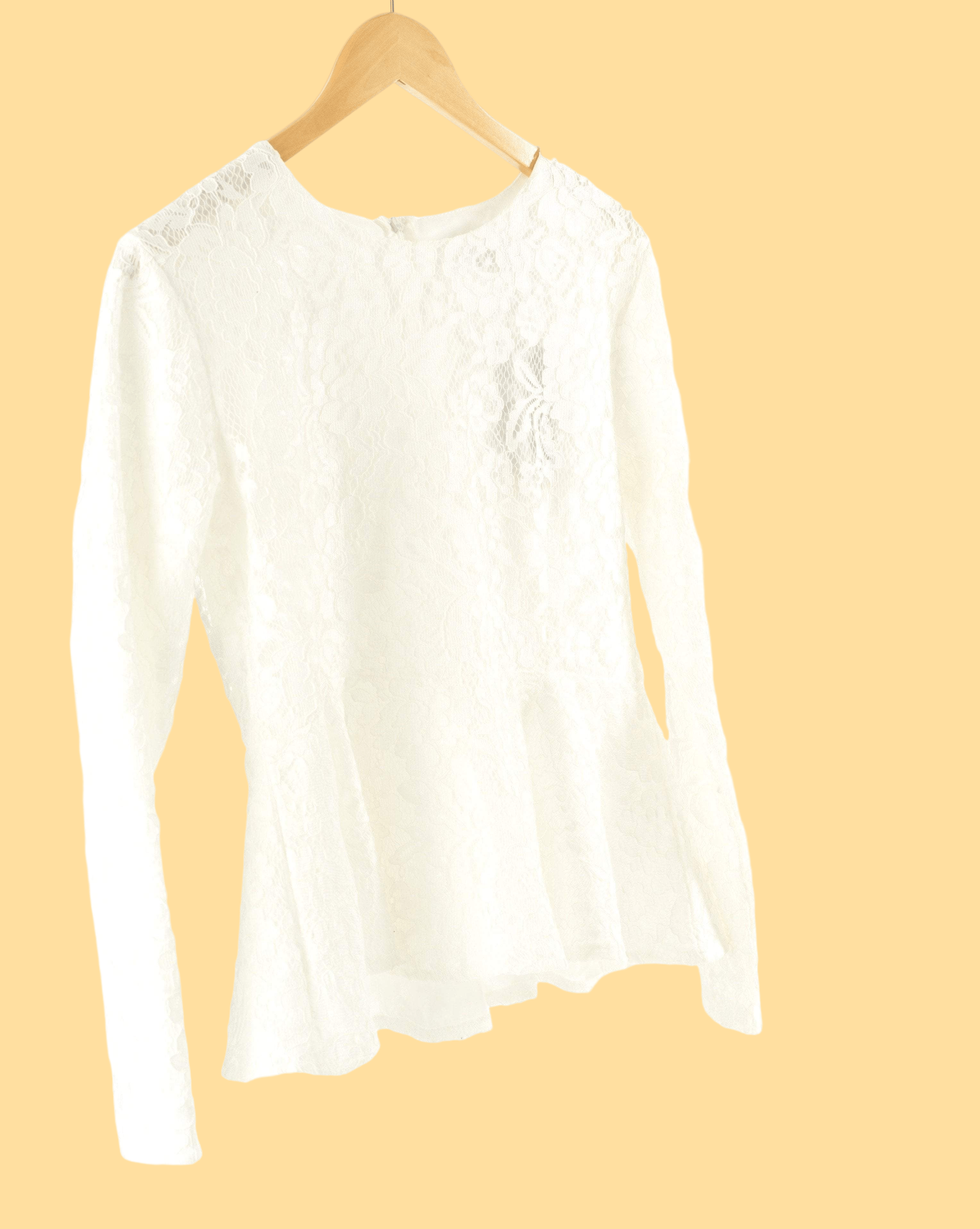 White Lace Peplum Top Kabayare