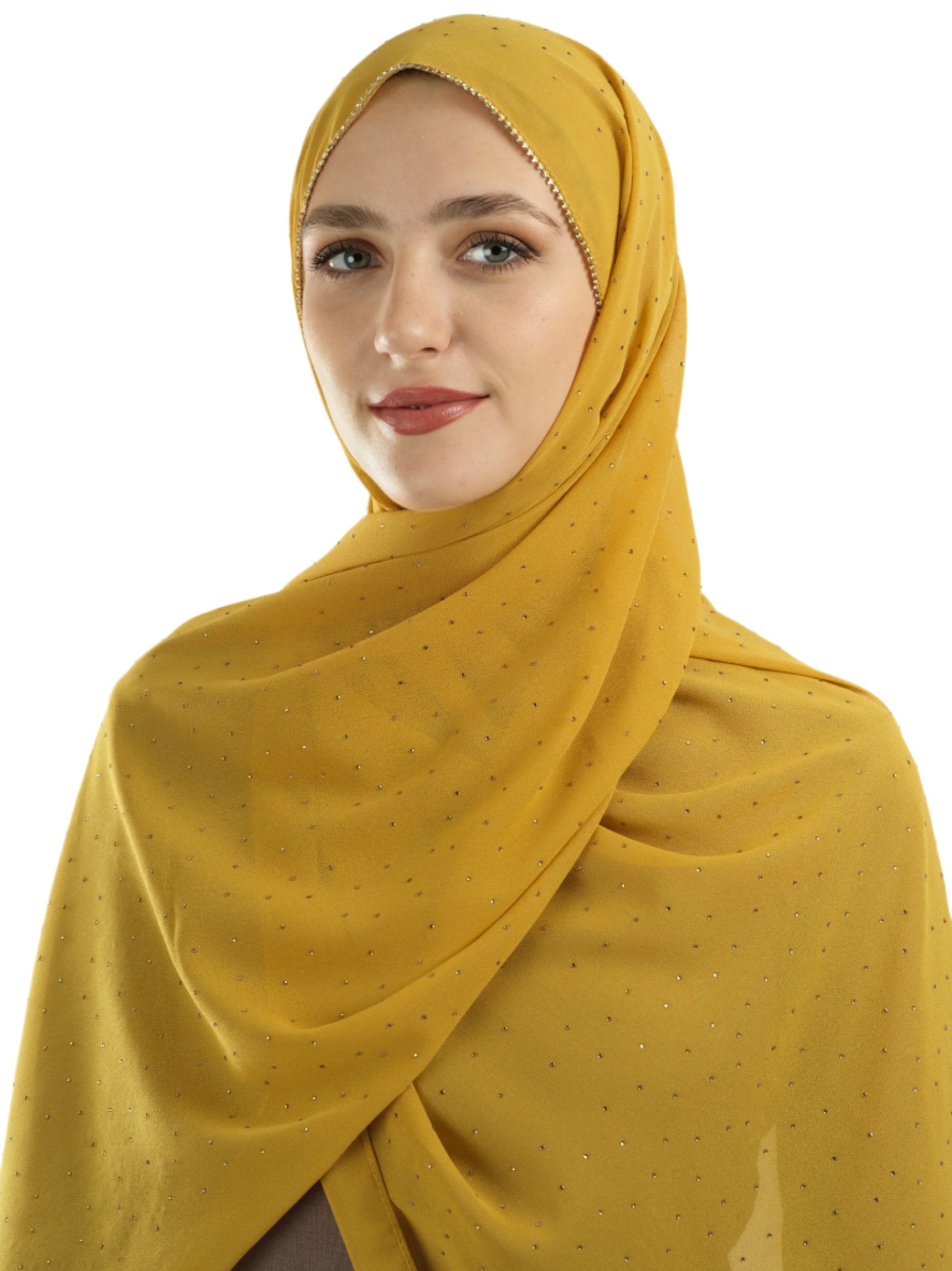 Yellow Glamour chiffon hijab Kabayare