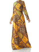 yellow mix media print maxi dress Kabayare