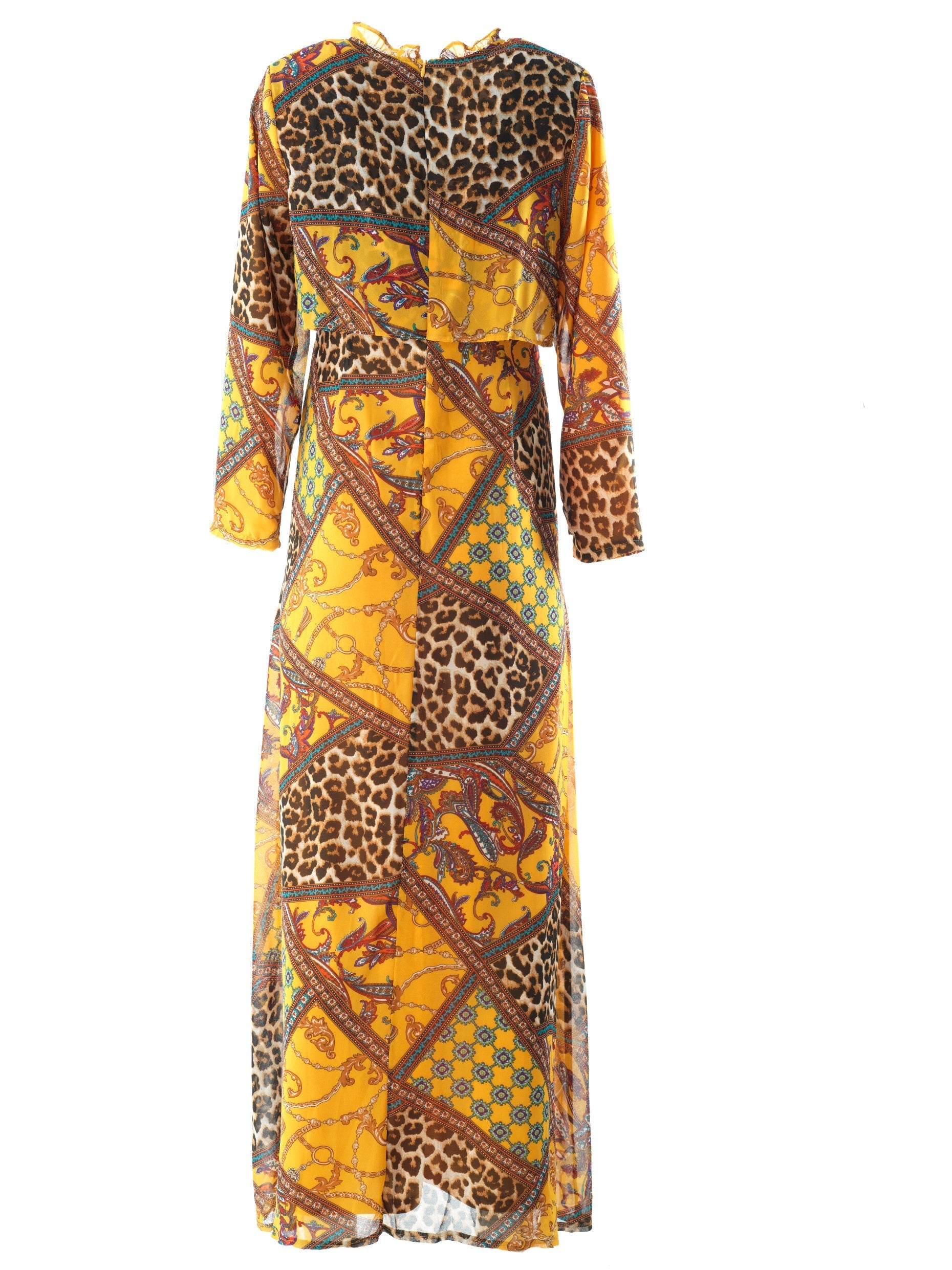 yellow mix media print maxi dress Kabayare