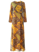 yellow mix media print maxi dress Kabayare