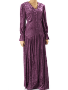 Zaria Eggplant velvet burnout modest maxi dress Kabayare