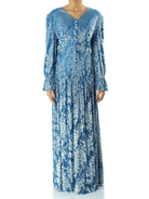 Zaria Pretty Blue velvet burnout modest maxi dress Kabayare