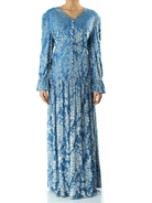 Zaria Pretty Blue velvet burnout modest maxi dress Kabayare