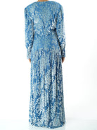 Zaria Pretty Blue velvet burnout modest maxi dress Kabayare