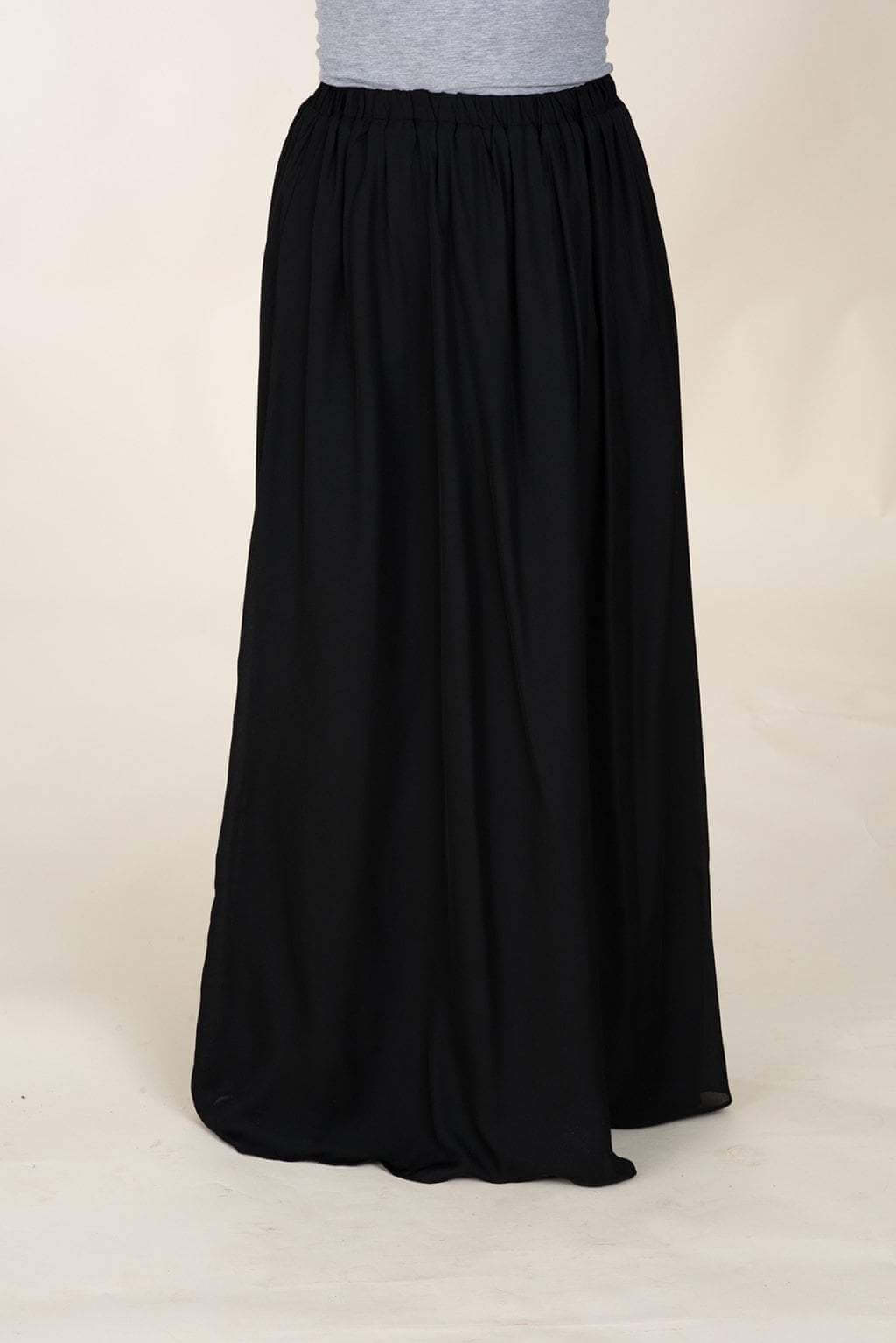 Black Basic Crepe Maxi Skirt Kabayare