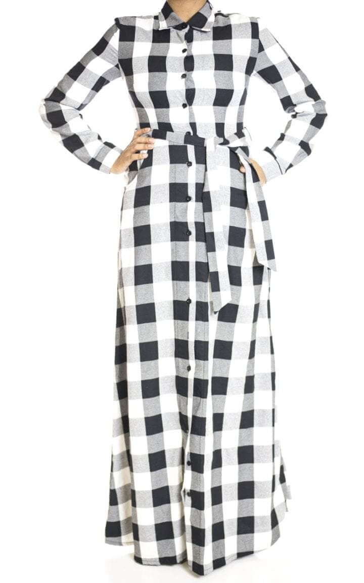 Black Plaid Maxi dress Kabayare