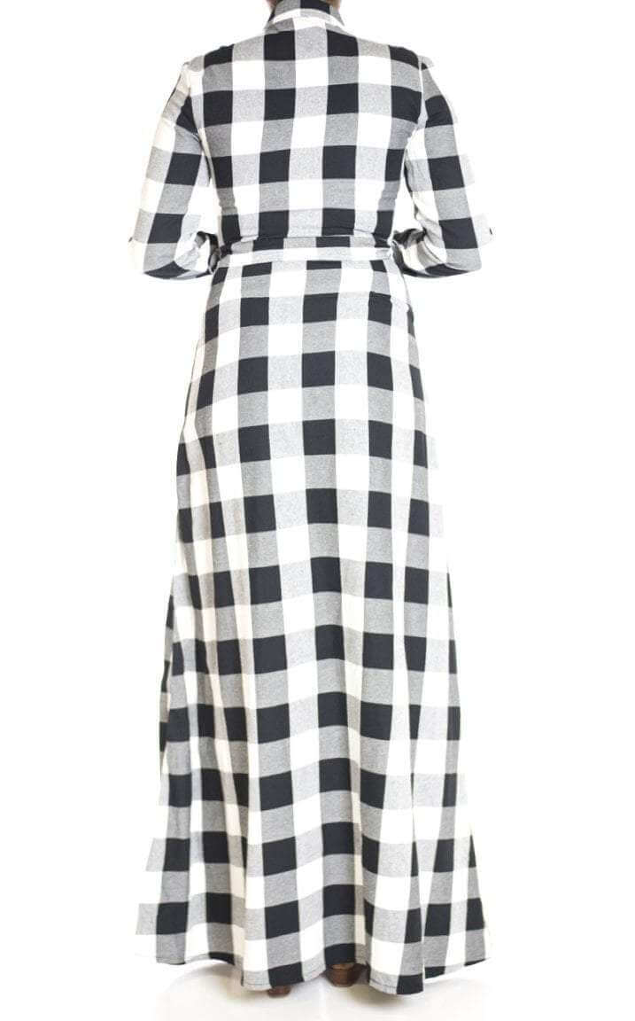 Black Plaid Maxi dress Kabayare