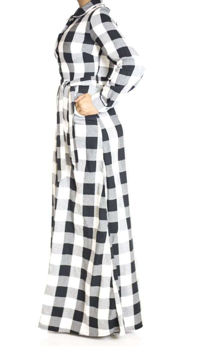 Black Plaid Maxi dress Kabayare