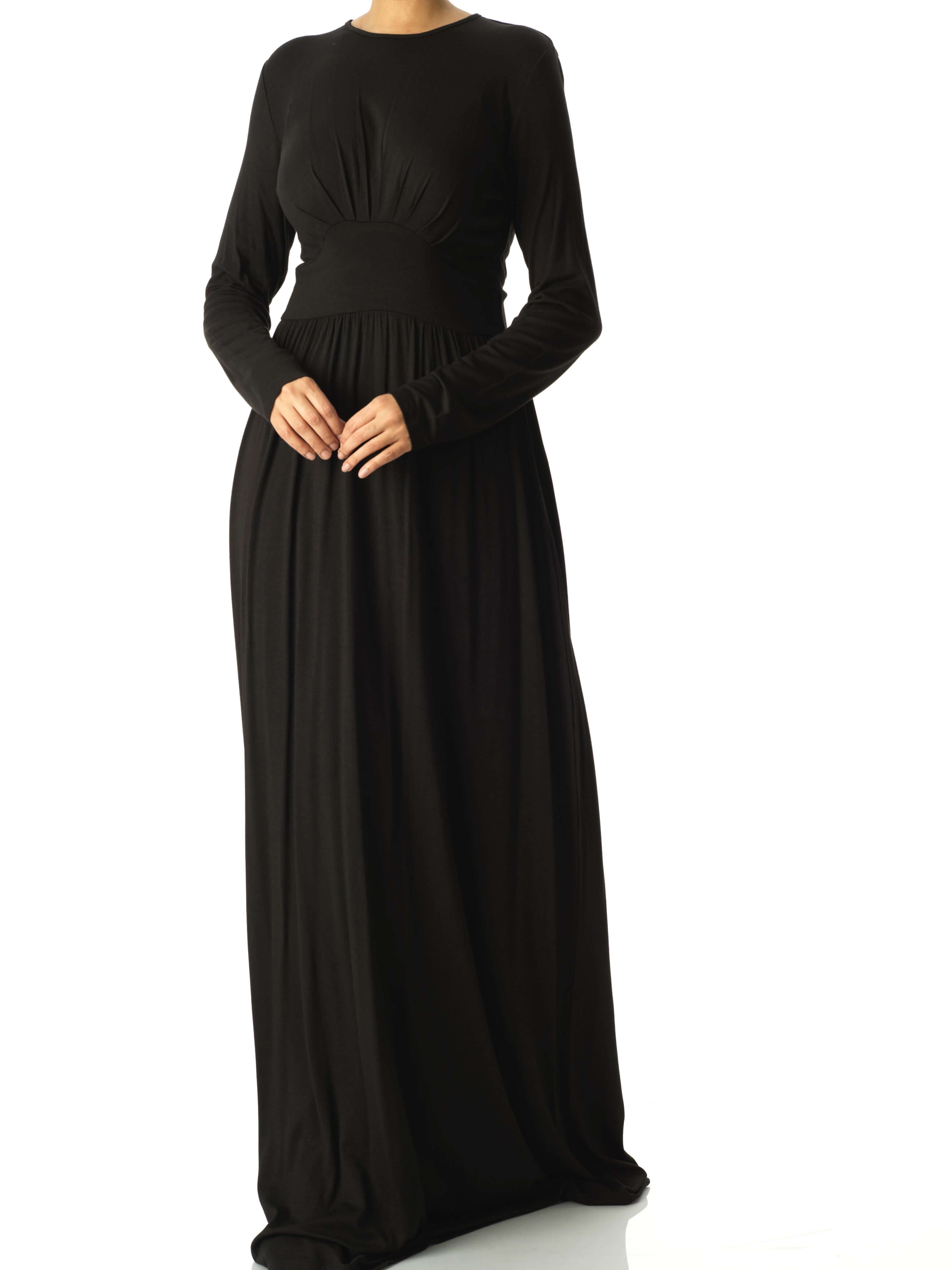 Black Solid Jersey maxi dress Kabayare