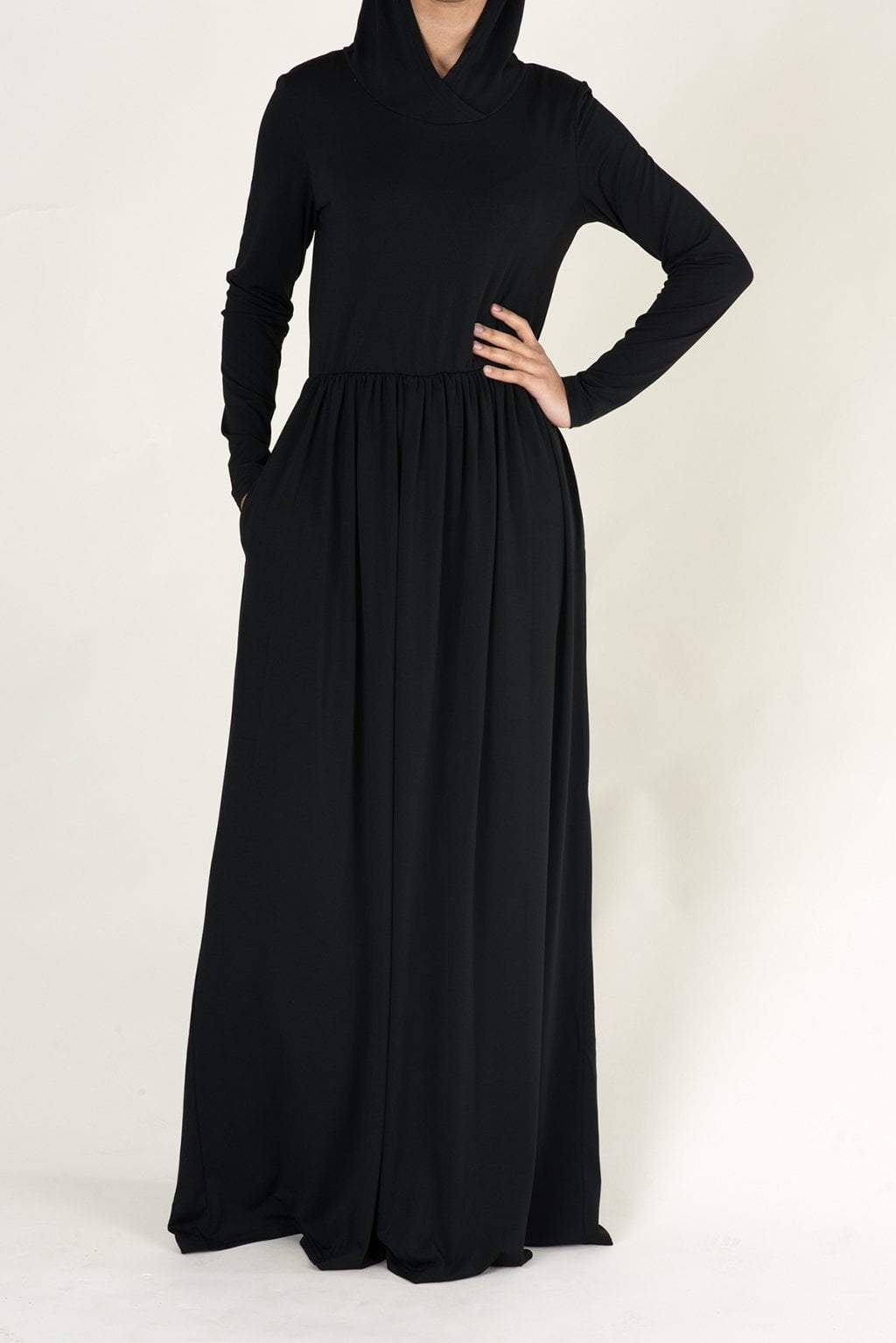 Black Urban Hooded Maxi Dress Kabayare