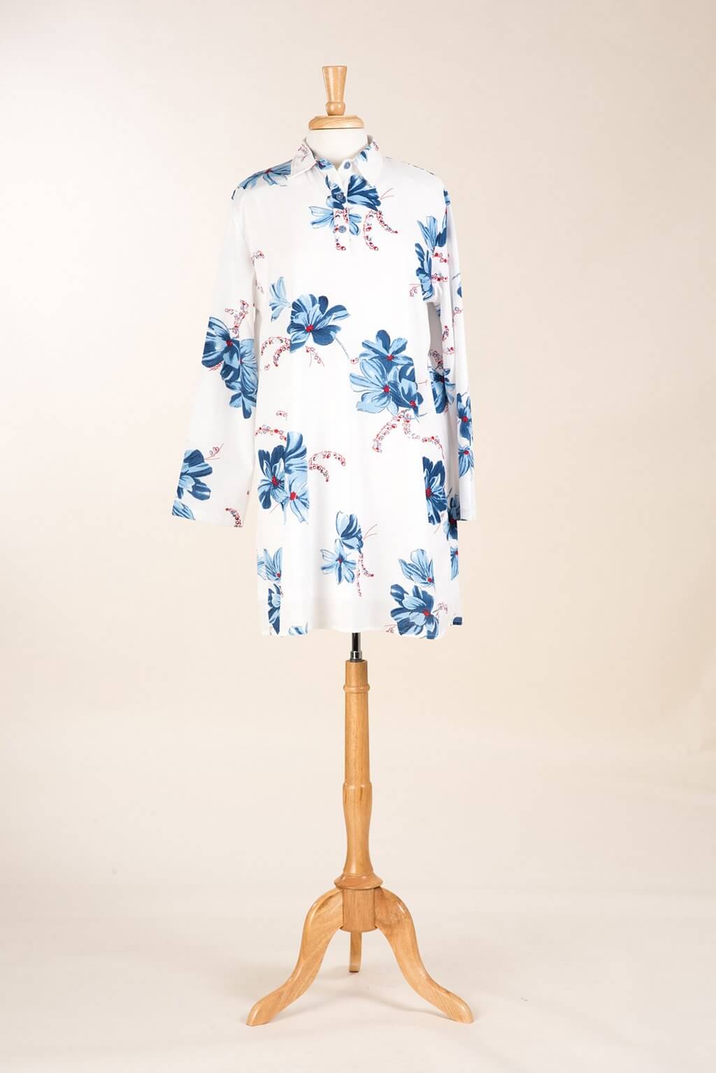 Blue Floral Tunic Modest top Kabayare