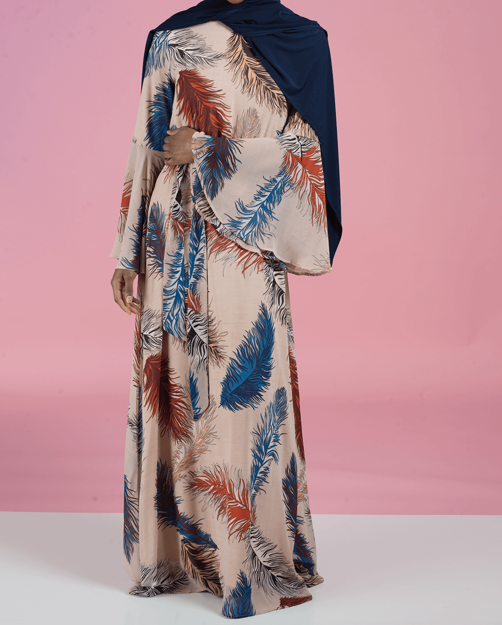 Blush feather Bell sleeve maxi dress Kabayare