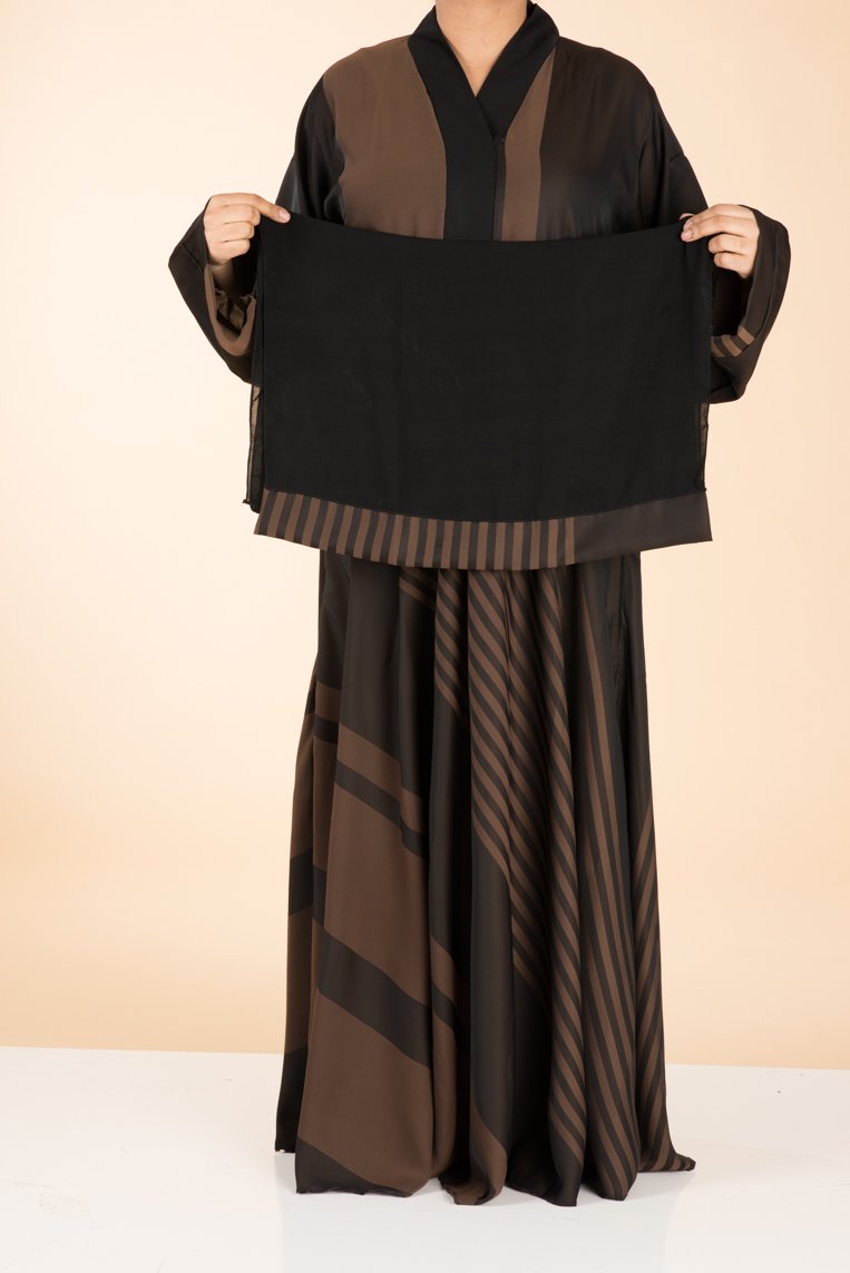 Brown Silk chiffon Abaya Kabayare