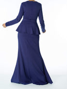 Classic Long Sleeve Peplum Maxi Dress Kabayare