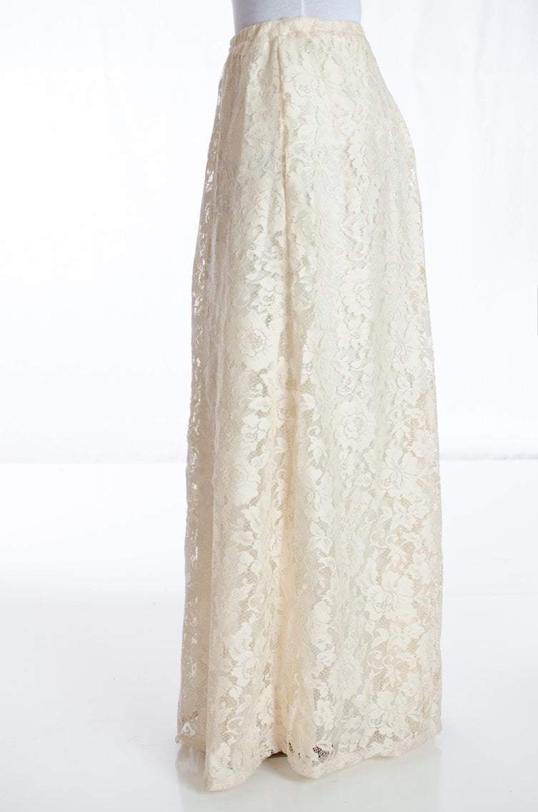 Creame Floral Lace Maxi Skirt Kabayare