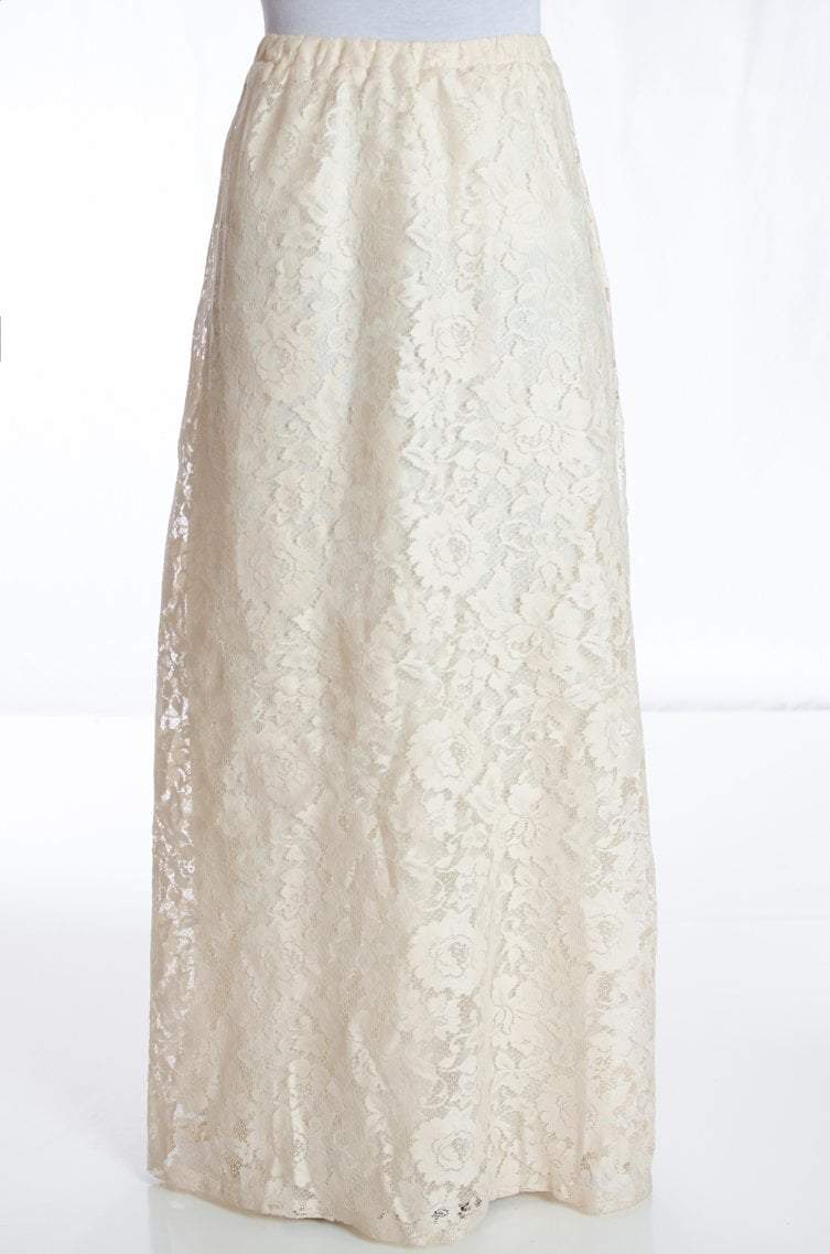 Creame Floral Lace Maxi Skirt Kabayare