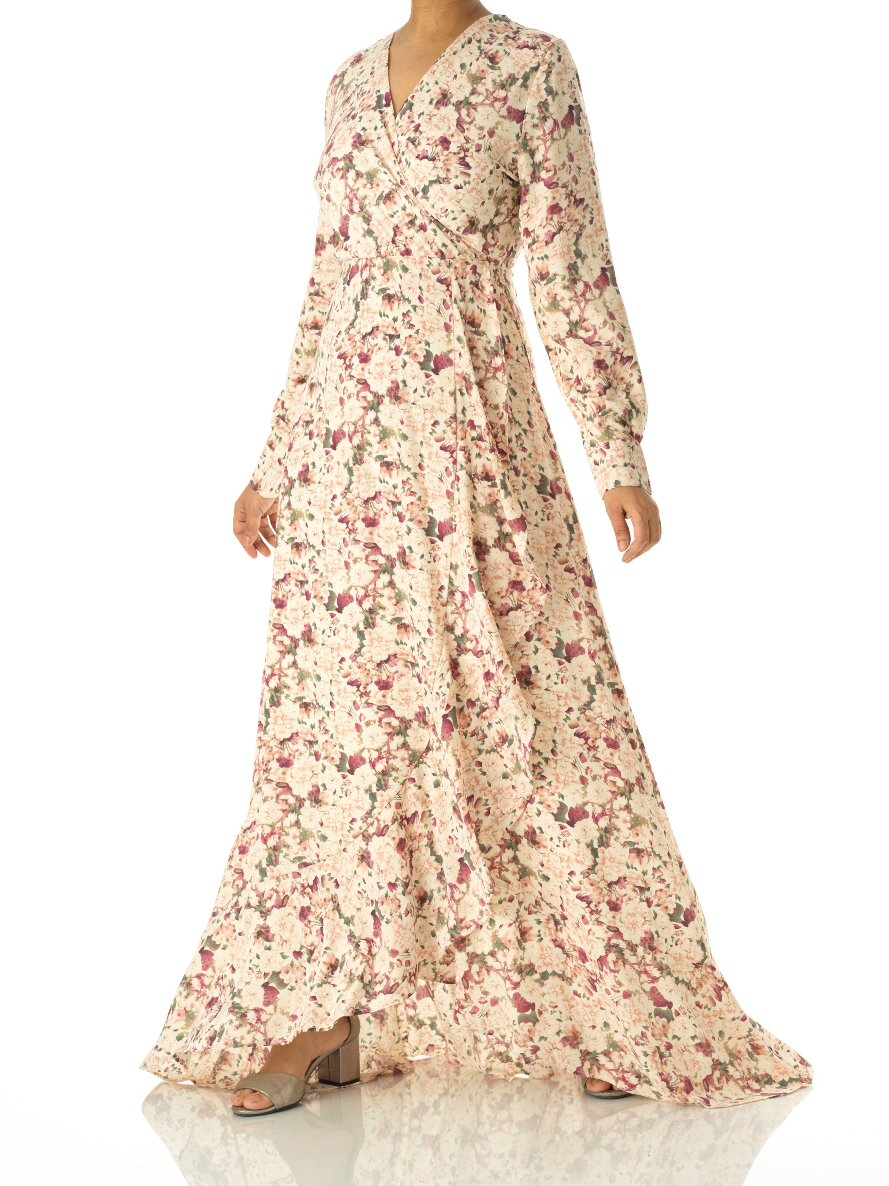 Dusty rose Bloom Floral Fit & Flare Dress Kabayare