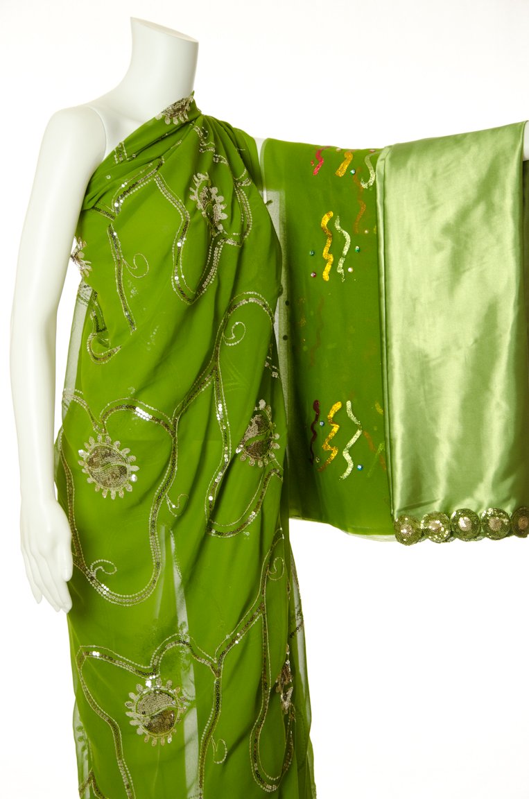 Forest Green Flower Saree Dirac Kabayare