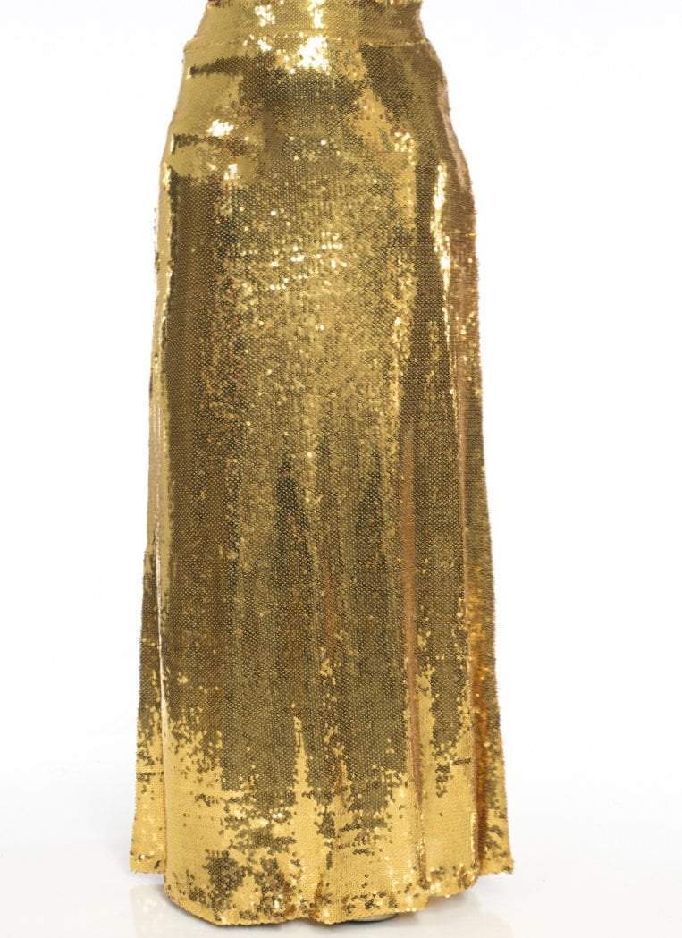 Gold Sequin Maxi Skirt Kabayare