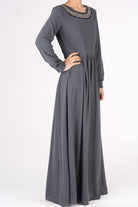 Gray Neck Beaded Maxi Dress Kabayare