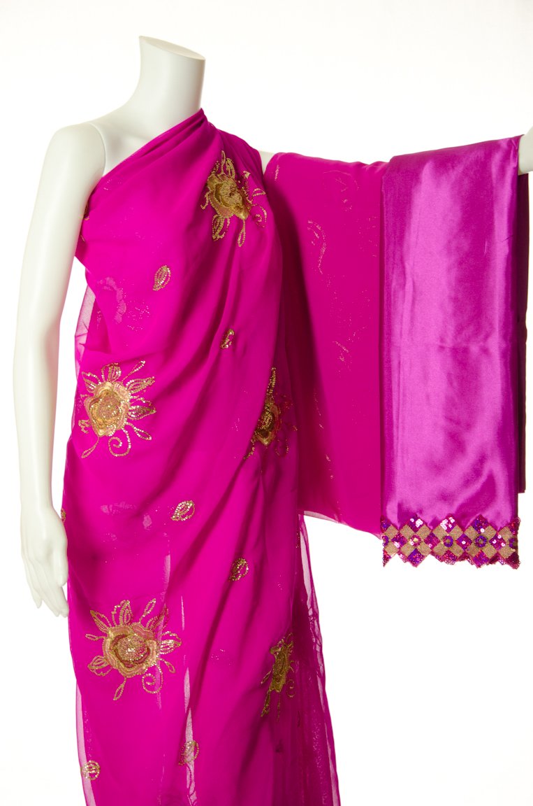 Hot Pink Golden Girl Saree Dirac Kabayare