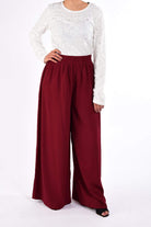 Maroon Wide-Leg Pants Kabayare