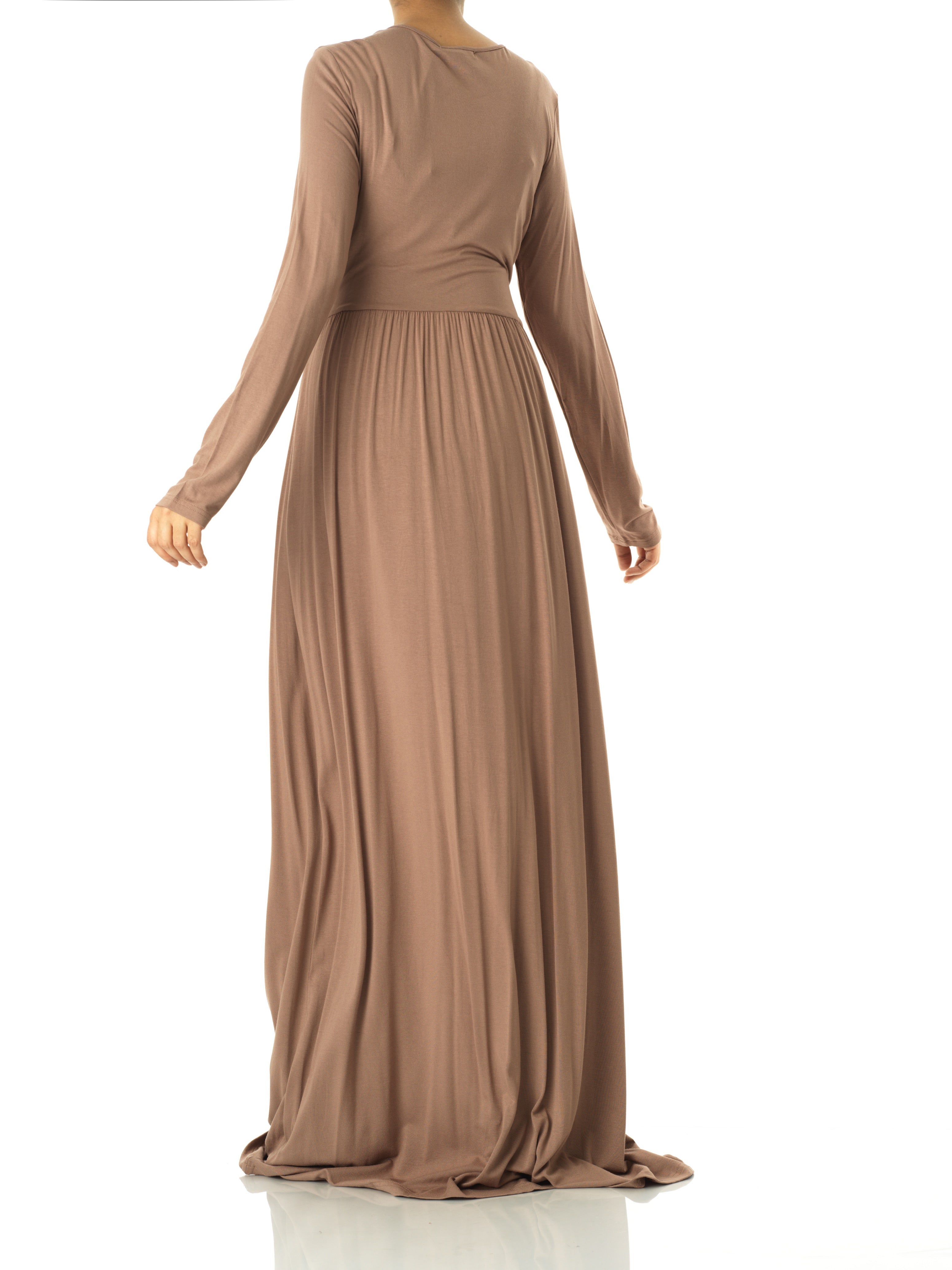 Mocha Solid Jersey maxi dress Kabayare