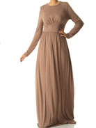 Mocha Solid Jersey maxi dress Kabayare