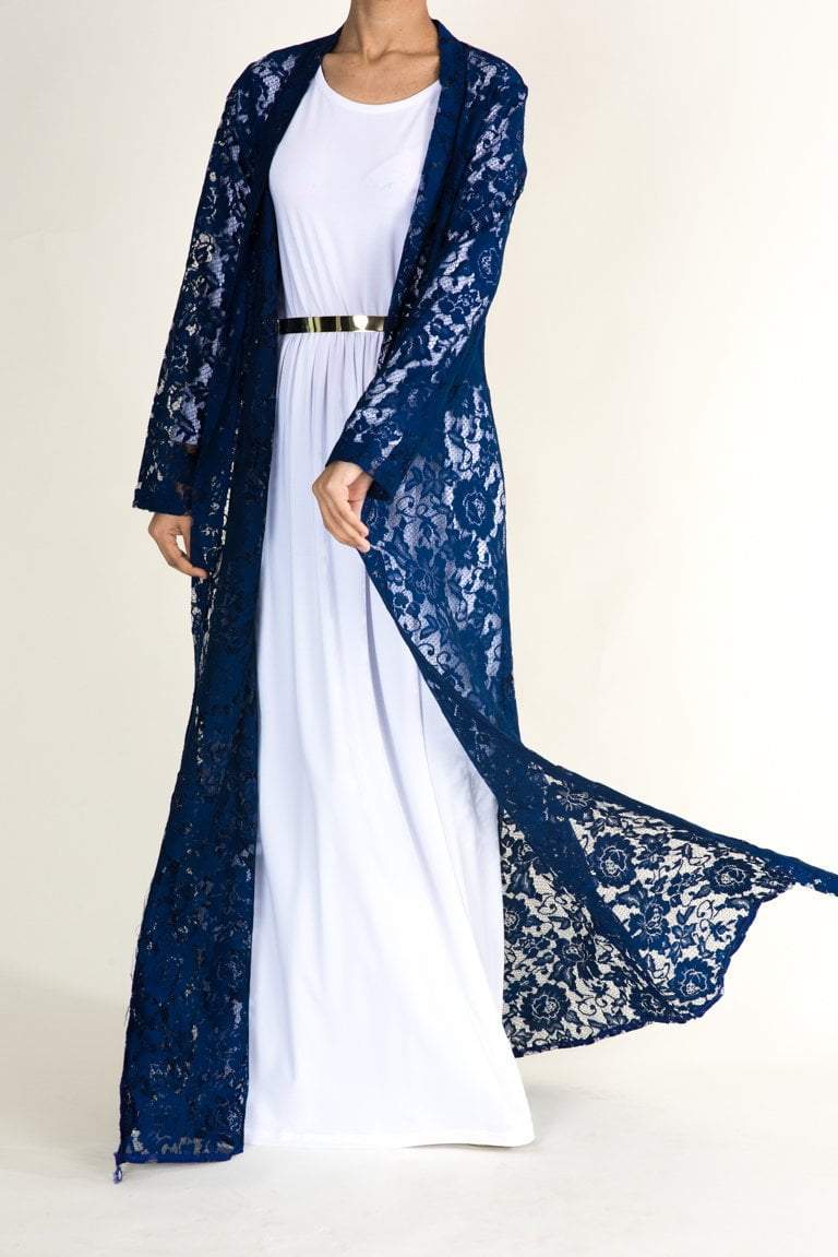 Navy Lace Maxi Cardigan Kabayare