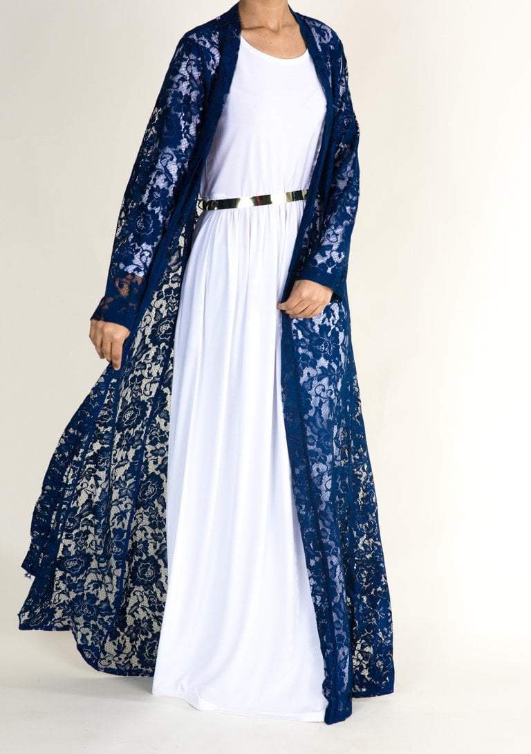 Navy Lace Maxi Cardigan Kabayare