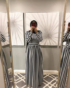 Navy long sleeve Striped maxi dress Kabayare