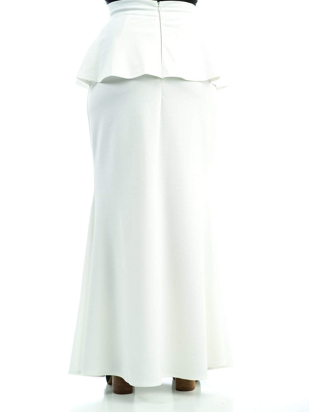 White peplum 2024 skirt long