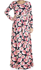 Pink zinnia floral Maxi dress Kabayare