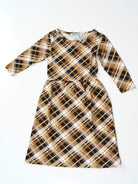 Tan Plaid Kids Dress Kabayare