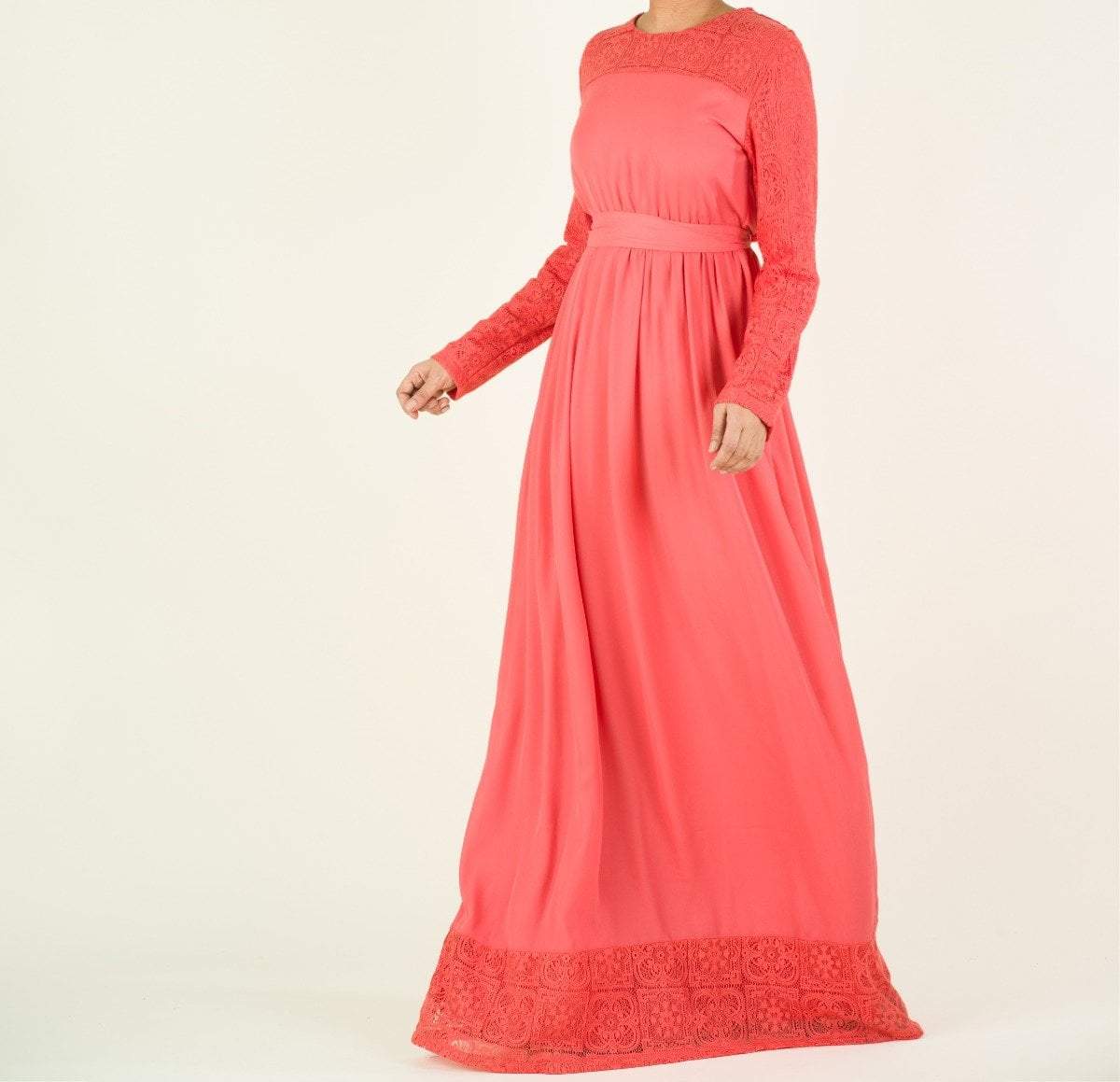 Vibrant Lace detailed chiffon dress Kabayare