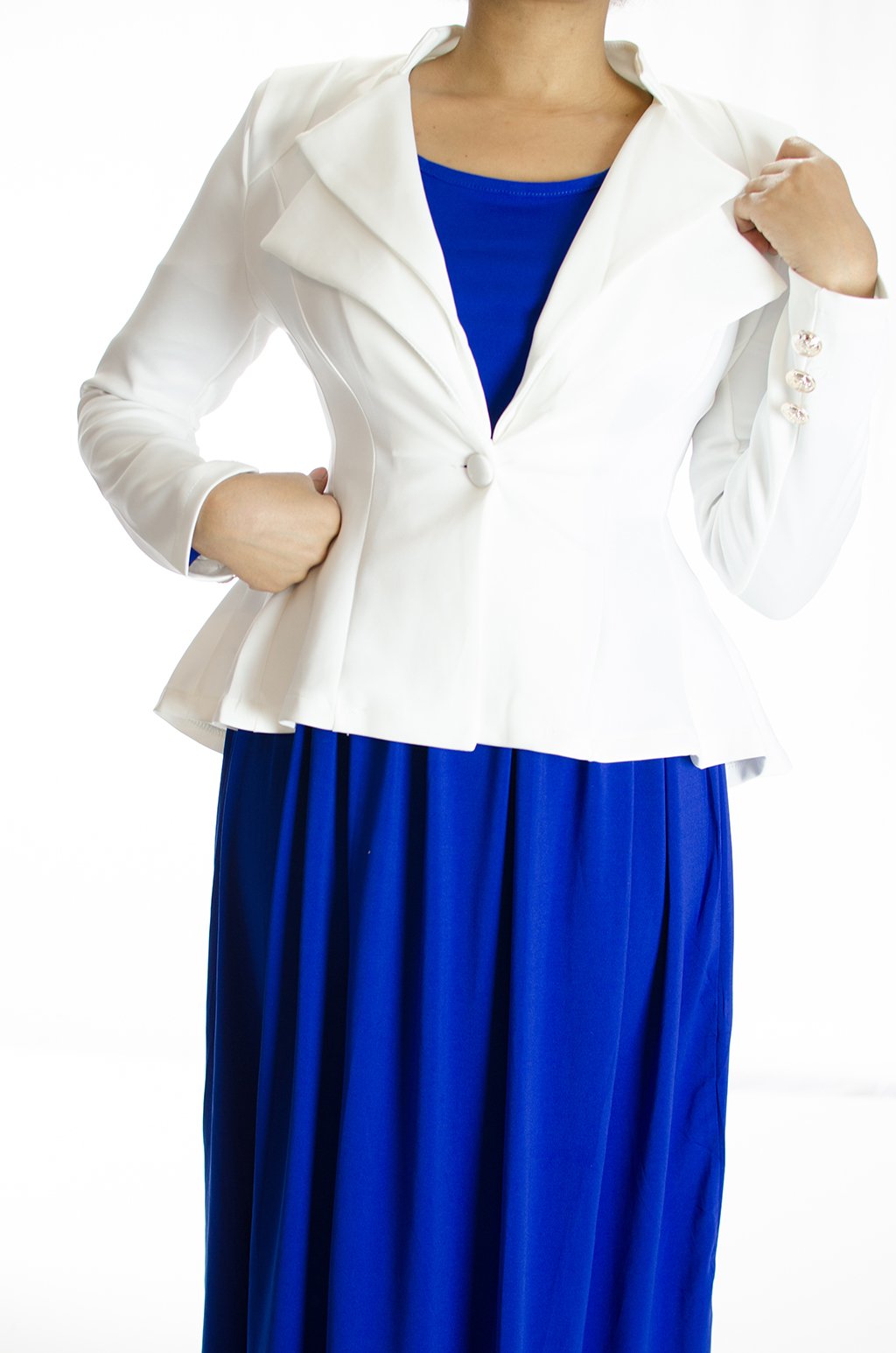 White Peplum Blazer Kabayare