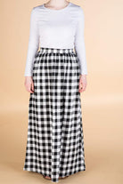 White Plaid Maxi Skirt Kabayare